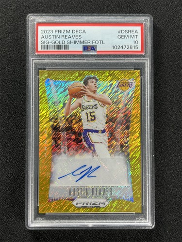 2023-24 Panini Prizm Deca Austin Reaves Gold Shimmer Signatures Auto /10 PSA 10