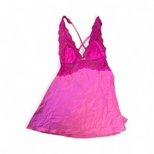 Victoria's Secret Y2K Pink Lace Babydoll Lingerie Nightie Slip Dress Large