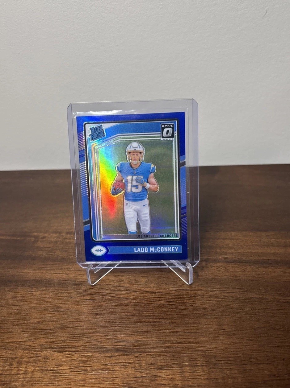 2024 Panini Donruss Optic - Rated Rookie Ladd McConkey #266 Blue Prizm /199 (RC)