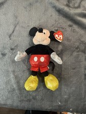 Disney Mickey Mouse TY Sparkle Beanie Babies Plush 8 Red Shorts Stuffed Toy
