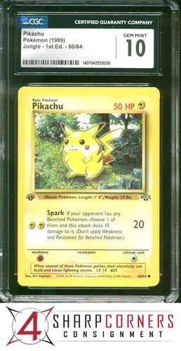 1999 POKEMON JUNGLE 1ST EDITION #60 PIKACHU CGC 10