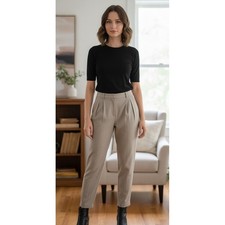 Vintage Giorgio Armani High Rise Pleated Pants Wool Silk Beige Italy Women's 6