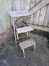 Vintage Wooden 2-Step Stool Folding Kitchen Chair Needs Re Painting