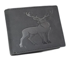 Deer Bifold RFID Blocking Leather Wallet for Men – Slim ID Window & 9 Card...
