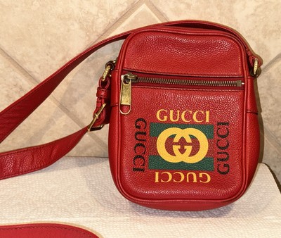 Sling Bag Gucci Red Leather Crossbody Bag GUCCI Red Leather Logo