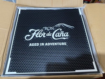 15x15  NEW Flor De Cana Rum PROFESSIONAL BAR SPILL DRIP SERVICE MAT BLACK rare 