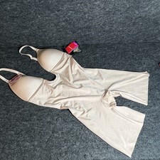 Spanx Plunge Bodysuit NWT Sz M Beige Low Back Mid Thigh Convertible Straps