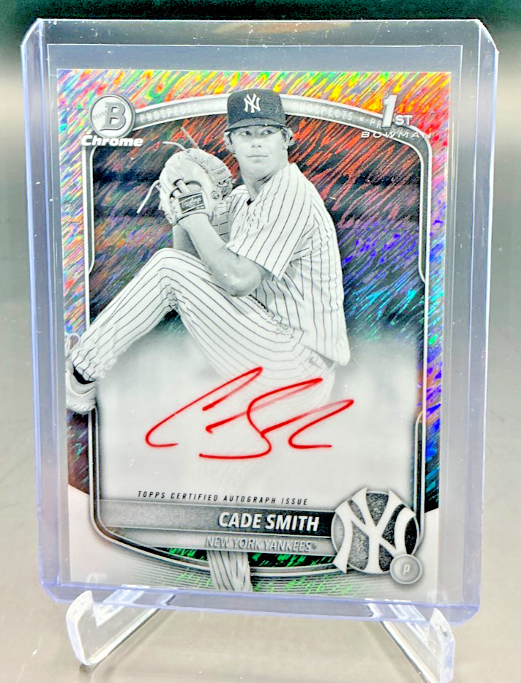 2025 Bowman Chrome CADE SMITH 1st Black & White Shimmer Refractor Red Ink AUTO