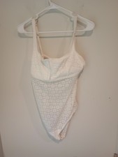 Vintage Floral Lace Bodysuit White Lingerie Cami Underwire Teddy Snap Crotch