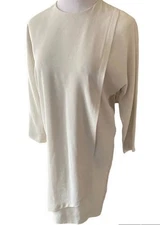 Vtg Daymor Couture Dress Women 8 Drape Avant Garde L/S Sheath White 1980s