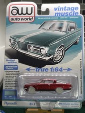 Auto World 1965 Plymouth Barracuda Formula S 1:64 Diecast Red Limited Edition