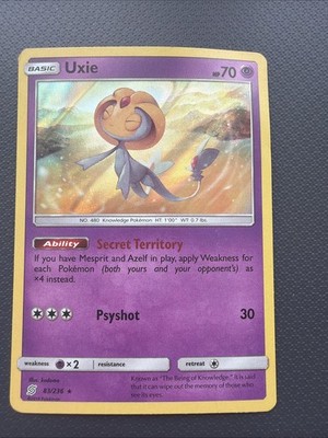 2019 Light Played Pokemon Uxie 083/236 Unified Minds Holo