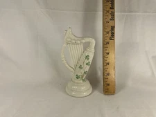 Vintage Belleek 6 Inch Harp with Shamrocks 6th Mark 3rd Green 1965-1980
