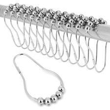 Shower Curtain Hooks Rings 12 Pcs Stainless Steel Silver Pear Shape Bathroom