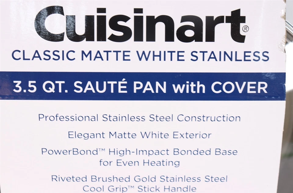 Cuisinart Classic Matte White & Brushed Gold 3.5qt Stainless Saute Pan w/Cover  - Image 3 of 4