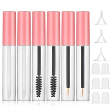 6 Pack 10ml Clear Empty Mascara Tube with Brush Wand Refillable Eyelash