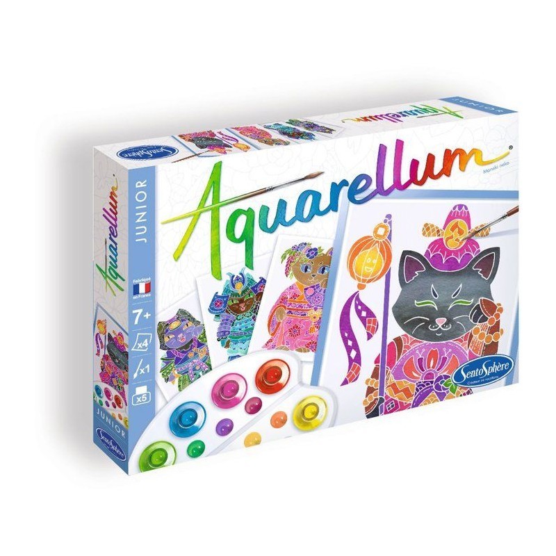 Peinture aquarelle enfant Aquarellum Junior Sentosphere kit créatif Maneki Neko