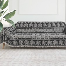 Image of Large Cotton Boho Sofa Throw Blanket for 3 Seater Sofa 180x300cm