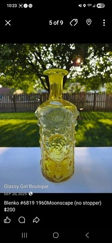 Blenko 6819 Moonscape Handmade Glass Decanter Vintage Joel Myers Design