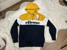 NWT Mens Ellesse Overhead Hoodie Quarter Zip Sz L Color Block Yellow Blue