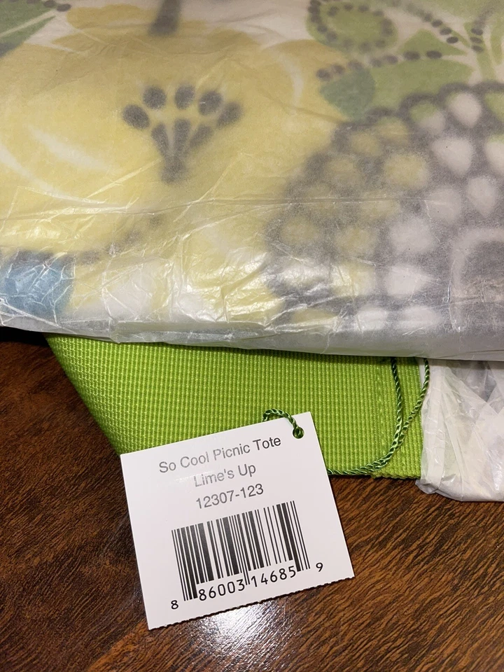 Vera Bradley LIME'S UP Retirado TAN COOL PICNIC TOTE Grande Almuerzo Fiesta Cremallera Nuevo con Etiquetas Foto 3 de 3