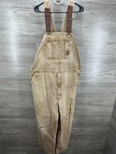 Carhartt Insulated Overalls Mens BIBS Brown Double Knee Canvas