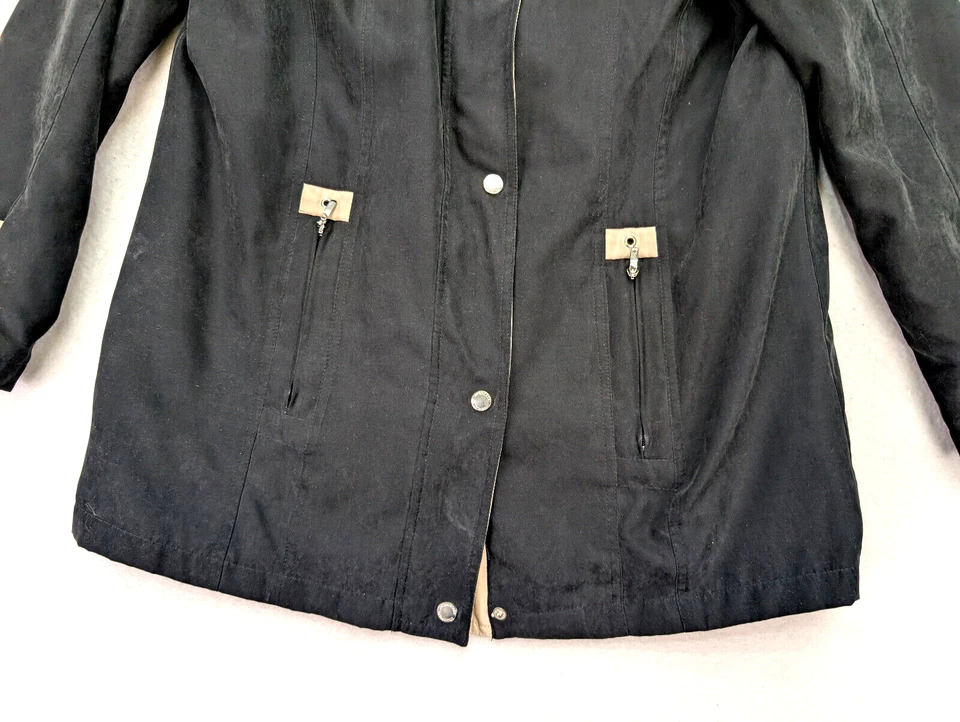 Studio Works женская куртка пальто размер M черный съемный капюшон молнии карманы - Изображение 3 из 4