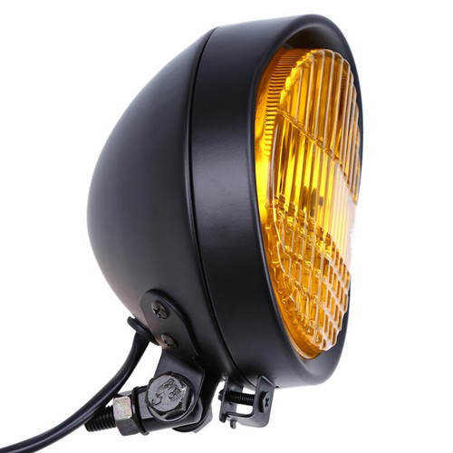 Motorcycle Black Headlight Universal Cruisers Choppers Cafe Racer Cruiser Light - Picture 10 of 12