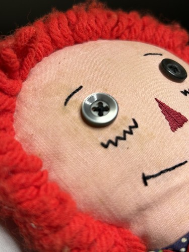 Vintage Raggedy Ann Rag Doll Embroidered Face Button Eyes ~ 16” ~ Love You Heart - Picture 11 of 11