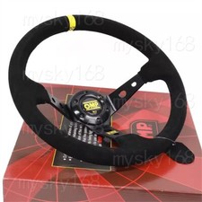 Omp Suede Leather Deep Cone 90mm Racing Sport Steering Wheel 340mm 14 Omp Suede Leather Deep Cone 90mm Racing Sport Steering Wheel 340mm 14