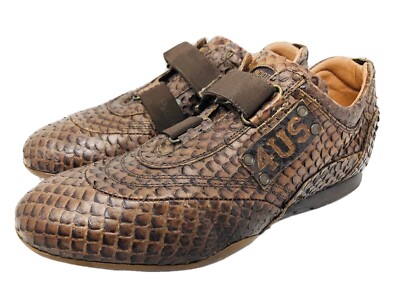 Cesare Paciotti 4US Sneakers Brown Reptile Lizard Leather Women s Sz 8