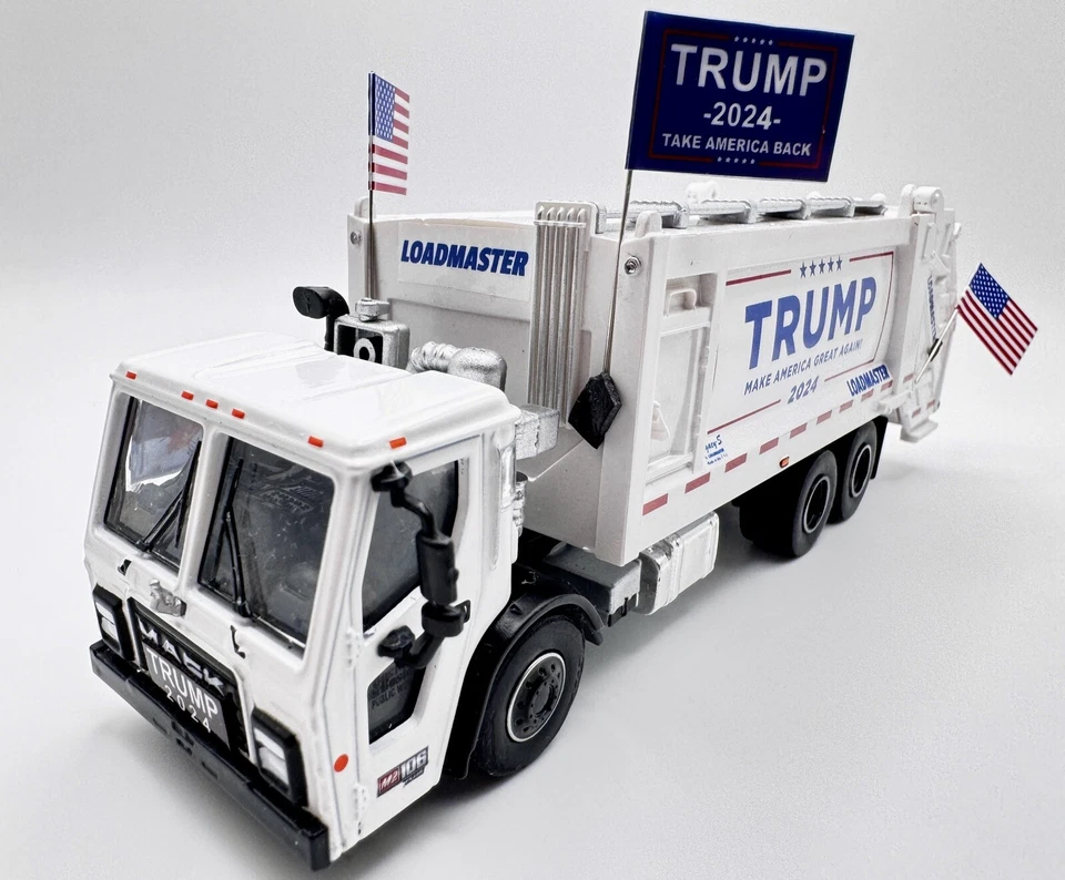 Camión de apoyo de basura President Trump MAGA personalizado 1/64 Loadmaster inauguración Foto 2 de 4