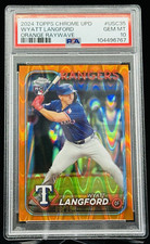 2024 Topps Chrome Update Orange Raywave Wyatt Langford USC35 RC /25 PSA 10