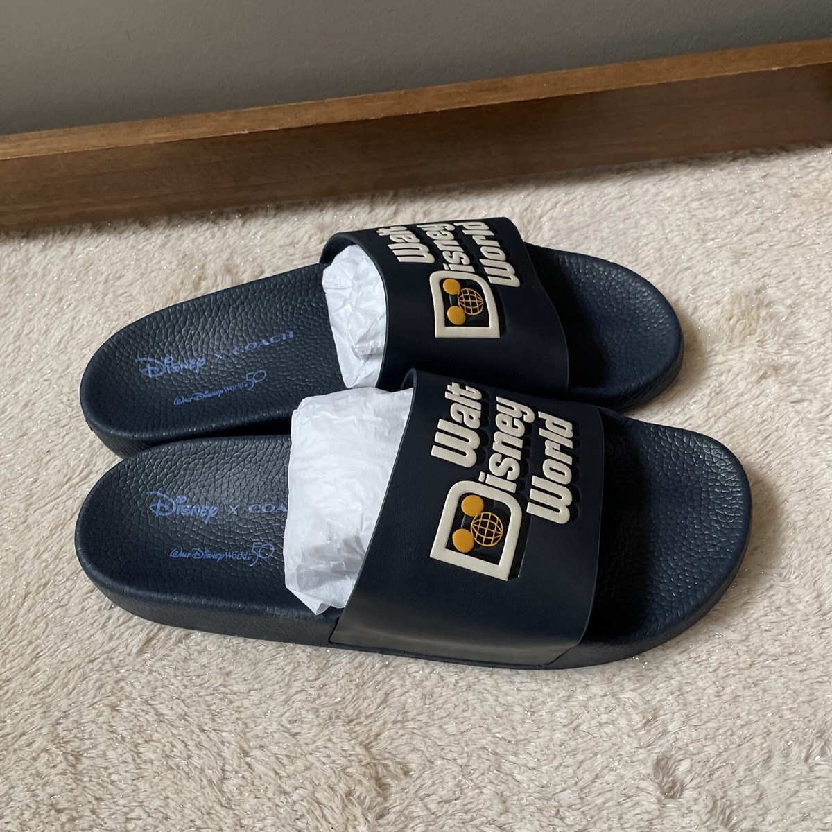 COACHx Walt Disney World Mens Navy Slides Size 12 COACH x DISNEY Slides Retro Sandals Walt Disney World New  main image 4
