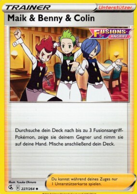 Maik & Benny & Colin 227/264 Fusions Angriff Pokemon Karte Deutsch
