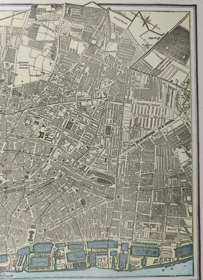 Vintage 1900 LIVERPOOL ENGLAND UK Map 14"x11" ~ Old Antique Original LANCASHIRE - Image 4 of 4