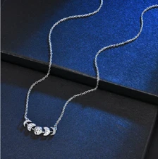 PHASES MOON ECLIPSE LUNAR CELESTIAL Pendant 925 Sterling Silver 20" Necklace