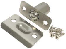 Satin Nickel Finished Closet Door Ball Catch With Radius Corners Brushed Nickel