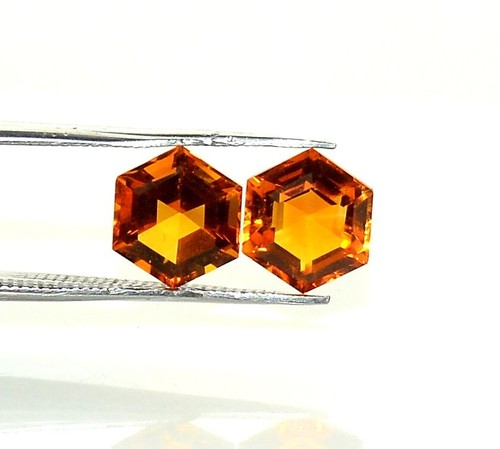 8x8 mm Natural Citrine Hexagon Cut Pair 4.59 CTS Loose Certified Gemstones - Picture 5 of 7