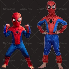 Kids SpiderMan Cosplay Costume Boys Tobey Maguire Outfit Jumpsuit Clothes 3-7Age