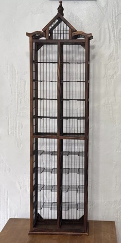 Vintage Ornate Victorian Birdcage Style Wood & Wire CD Tower Storage Rack Shelf