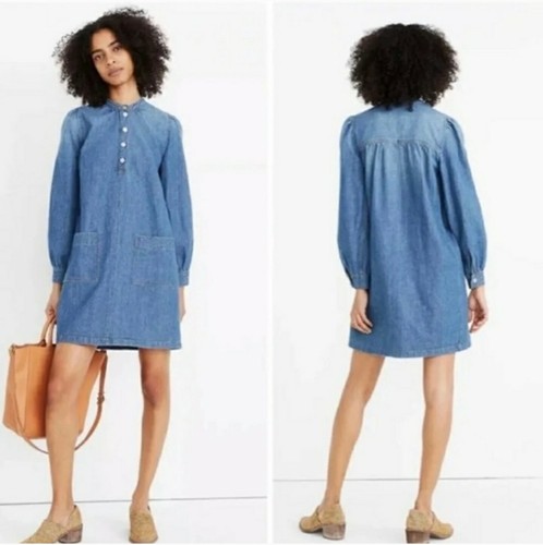 Madewell | denim popover shirt dress XS 