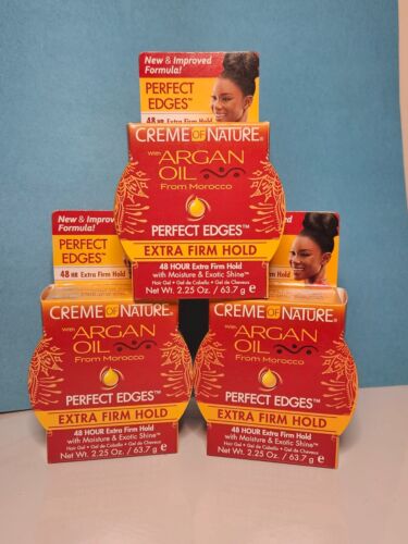 Creme of Nature Argan Oil Perfect Edges 48 Hour Extra Firm Hold 2.25 oz (3 pack)