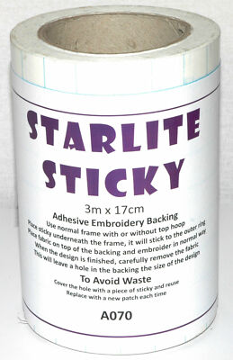 Starlite selbstklebender Filmoplast Stickstabilisator - 3 m x 17 cm