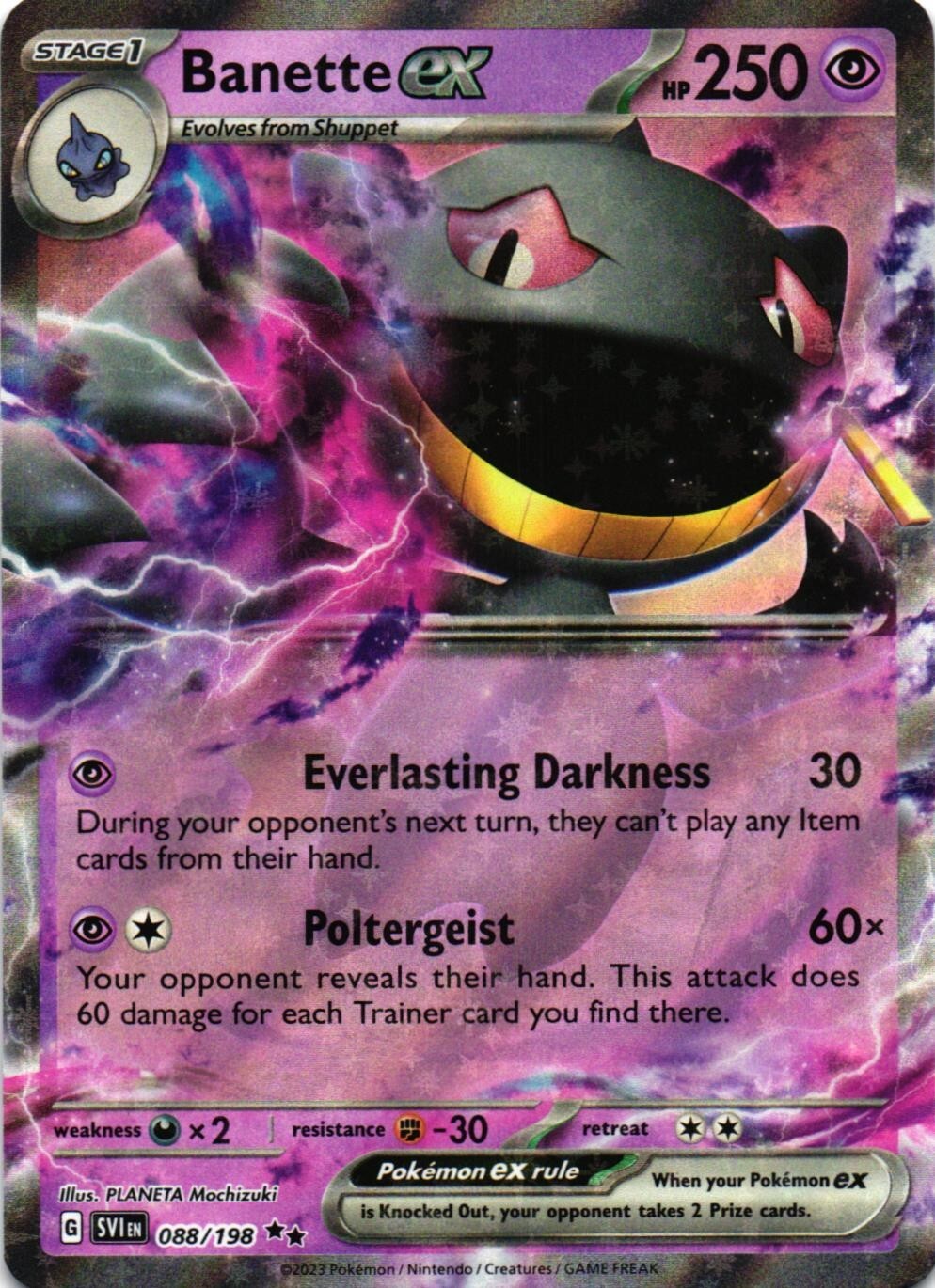 BANETTE EX 088/198 SCARLET & VIOLET BASE SET POKEMON (DOUBLE RARE, NM)