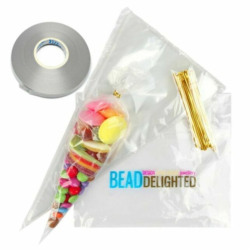 Self Adhesive Cellophane Bags 100 Clear Cellophane Cones Bags – For Candy, Sweets, Party Favors, Kids' Events Cellophane Bags Self Adhesive - Foto 13