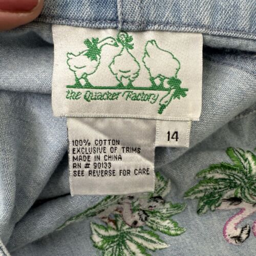Vestido Mono Denim De Colección The Quacker Factory 14 Bolsillos Midi Bordados Flamencos - Imagen 10 de 11