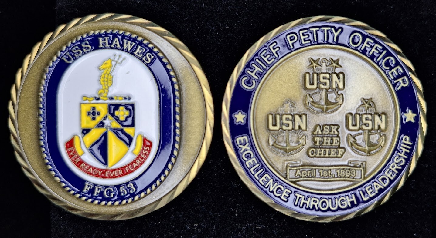 FFG-53 USS HAWES CPO CHIEF - Navy Challenge Coin
