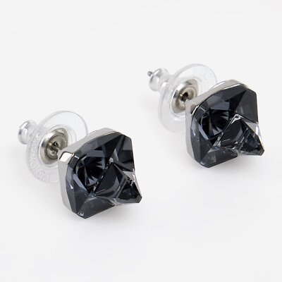 SWAROVSKI Ortyx stud earrings Pyramid cut crystals Grey Ruthenium plated  5613723 UK