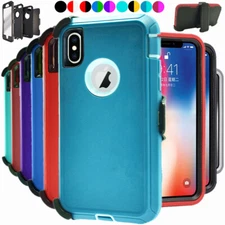 For Apple iPhone XR Heavy Duty Shockproof Defender Case Cover with Belt Clip
